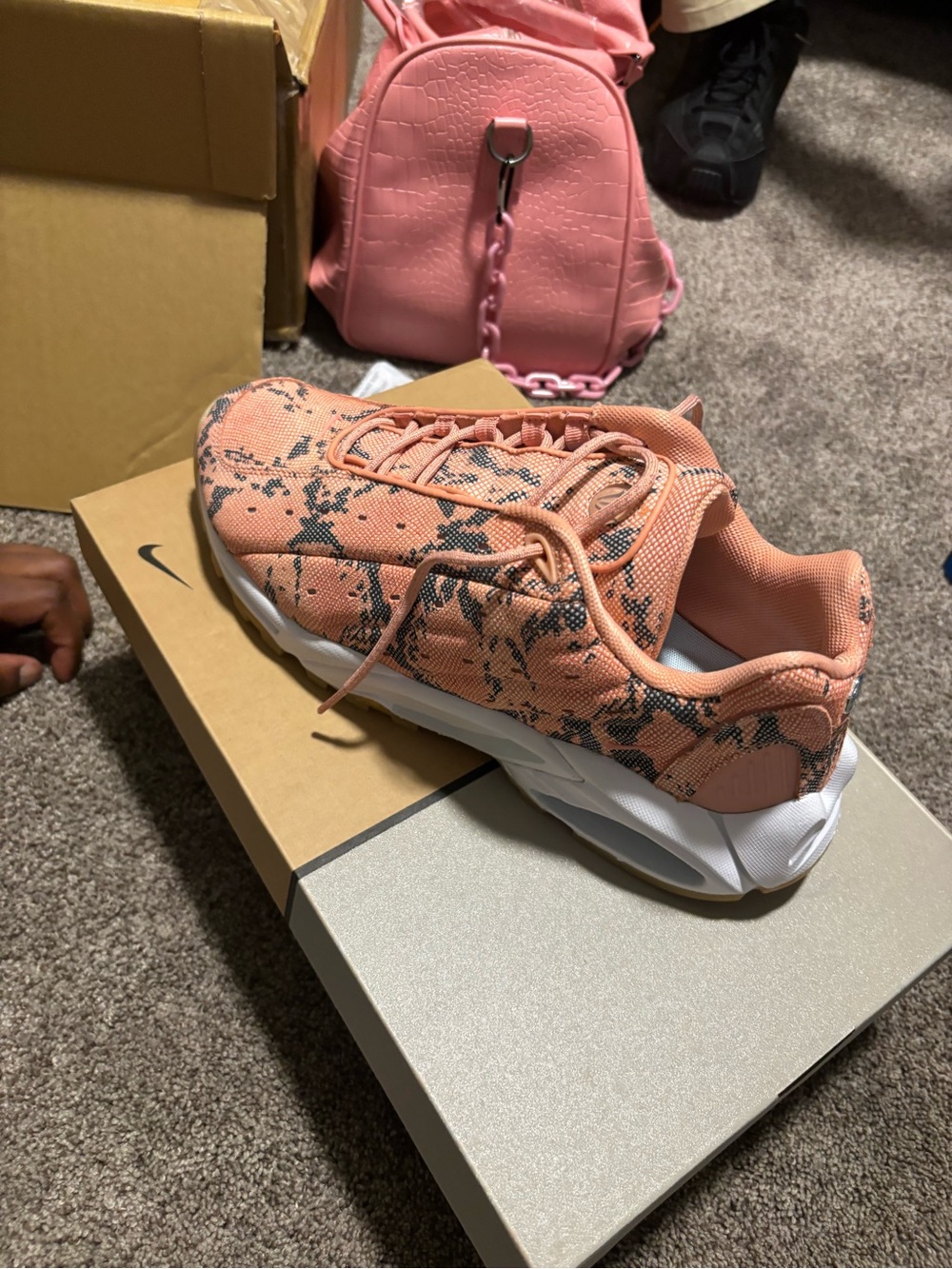 Nike Pink Coral Splatter Knit Sneakers